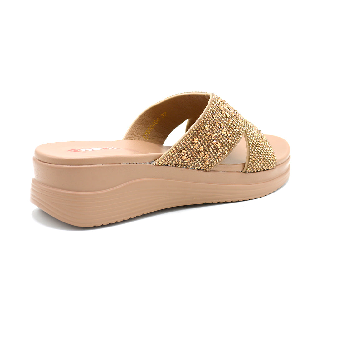 Glitter Cross Strap Platform Slides