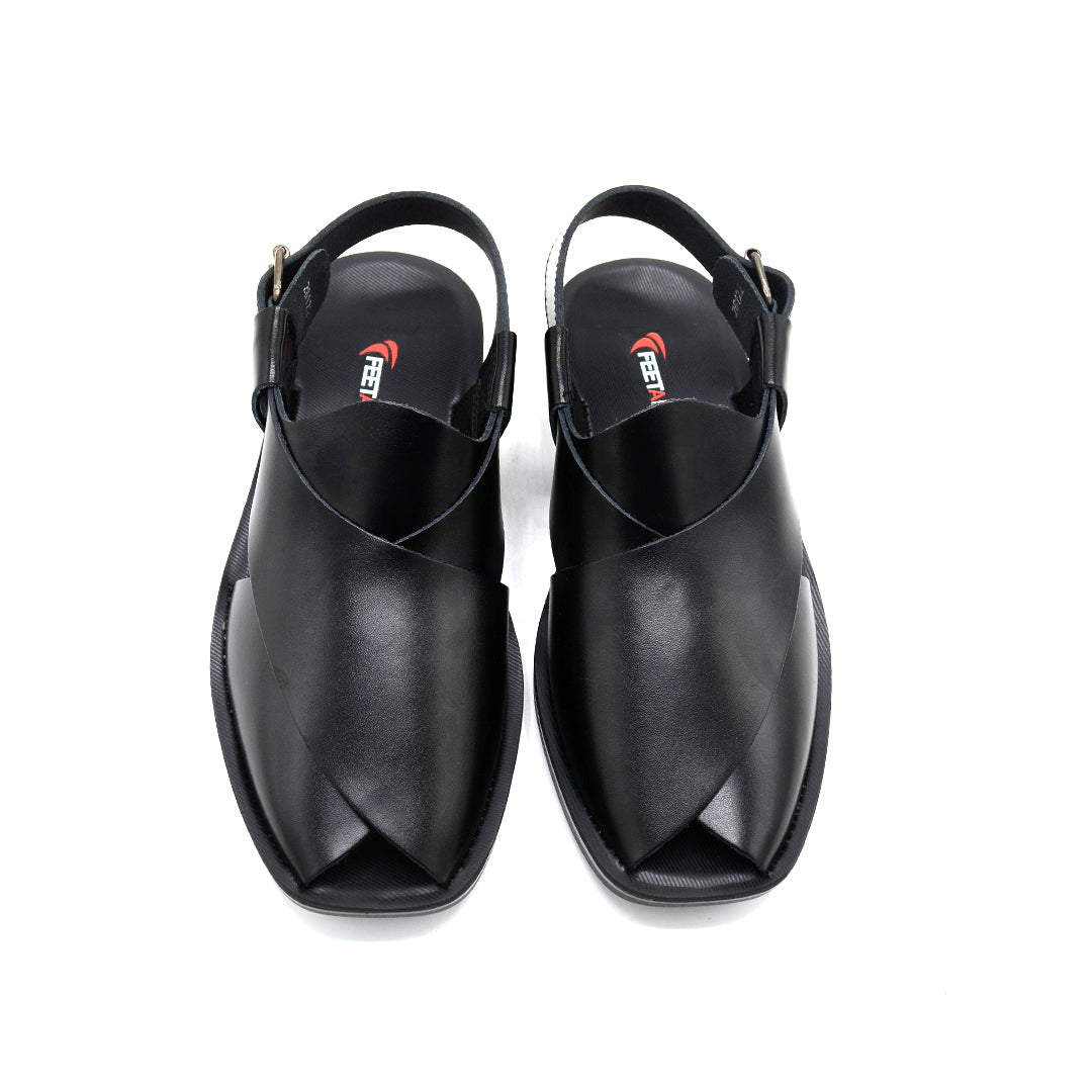 Classic Black Leather Peshawari Sandal