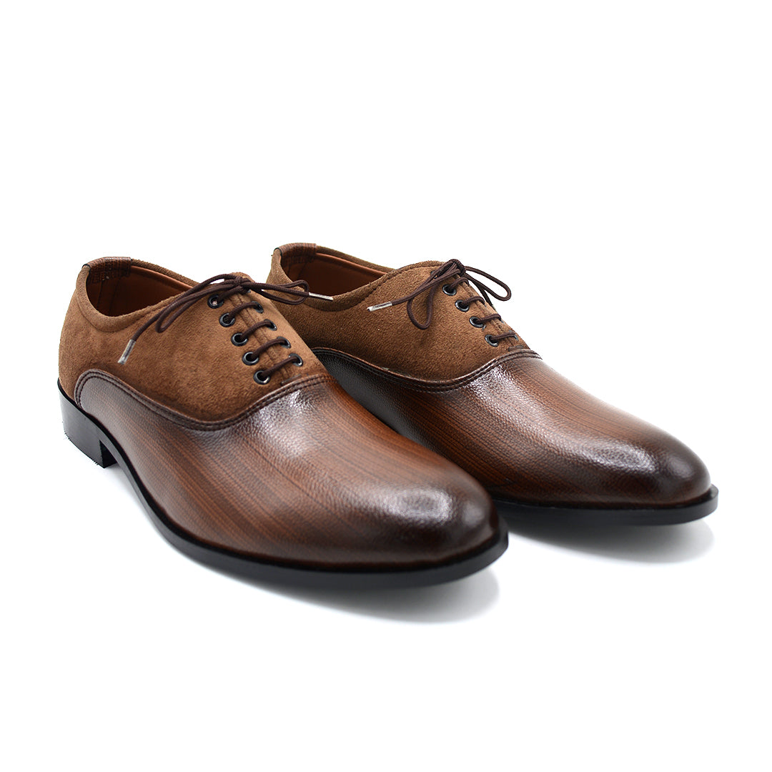 Men’s Classic Brown Cap-Toe Lace-Up Dress Shoes