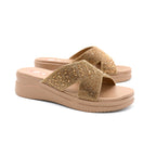 Glitter Cross Strap Platform Slides