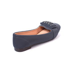 Navy Blue Embellished Bow Flats