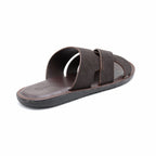 Cross-Strap Nubuck Leather Slide Sandals