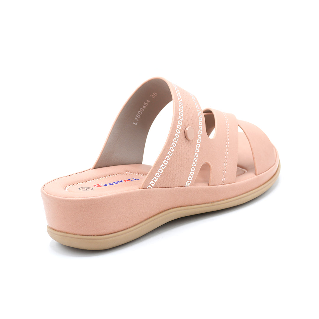 Blush Elegance Cross-Strap Wedge Slide