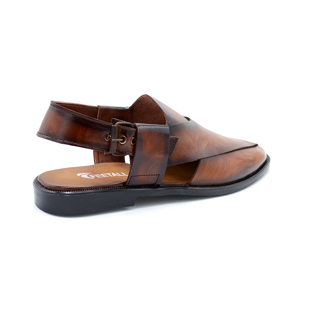 Textured Brown Peshawari Chappal