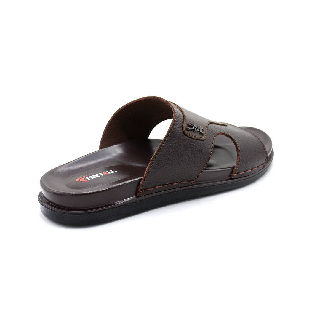 Brown Leather Comfort Slides