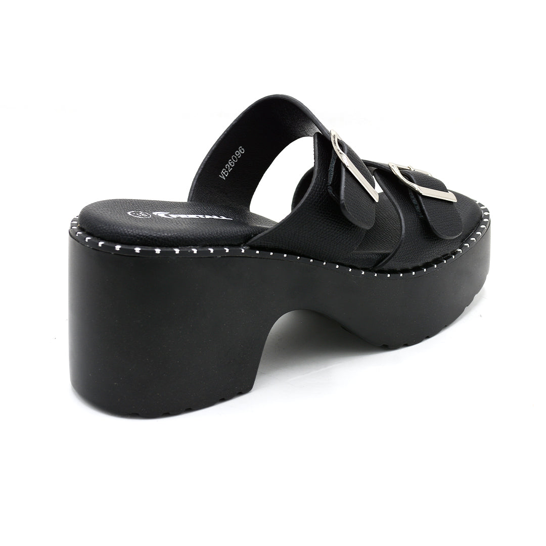 Double Buckle Platform Slide Sandals