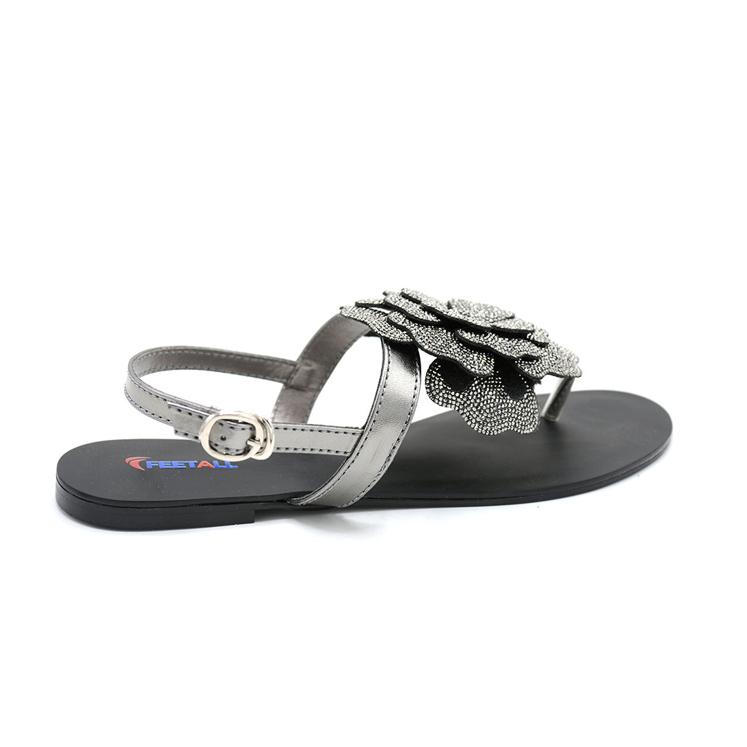 Floral Embellished Flat Sandals