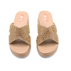 Glitter Cross Strap Platform Slides