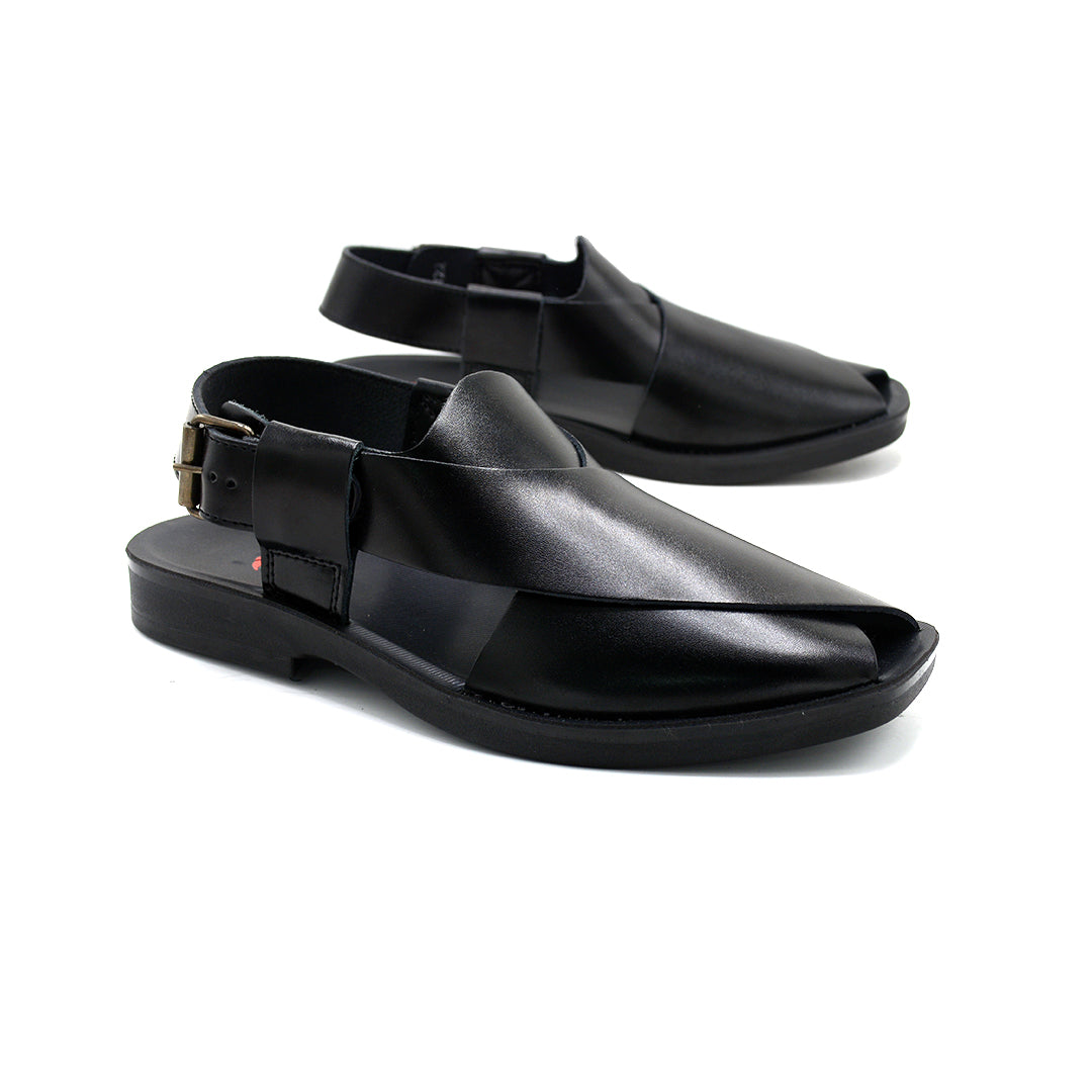 Classic Black Leather Peshawari Sandal