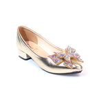 Gold Embellished Floral Pointed-Toe Flats