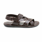 Cross-Strap Leather Slingback Sandal Dark Brown