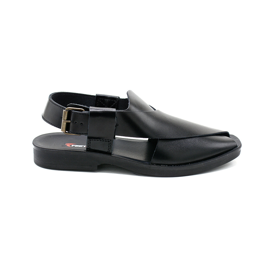Classic Black Leather Peshawari Sandal