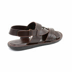 Cross-Strap Leather Slingback Sandal Dark Brown