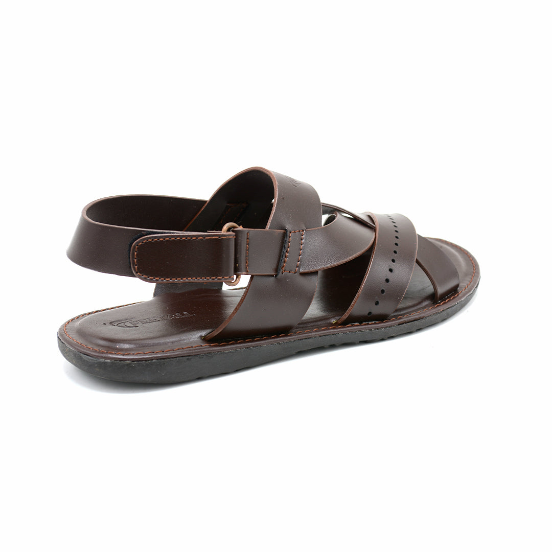 Cross-Strap Leather Slingback Sandal Dark Brown
