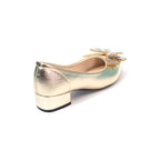 Gold Embellished Floral Pointed-Toe Flats