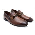 Men’s Brown Gold-Accent Formal Loafers