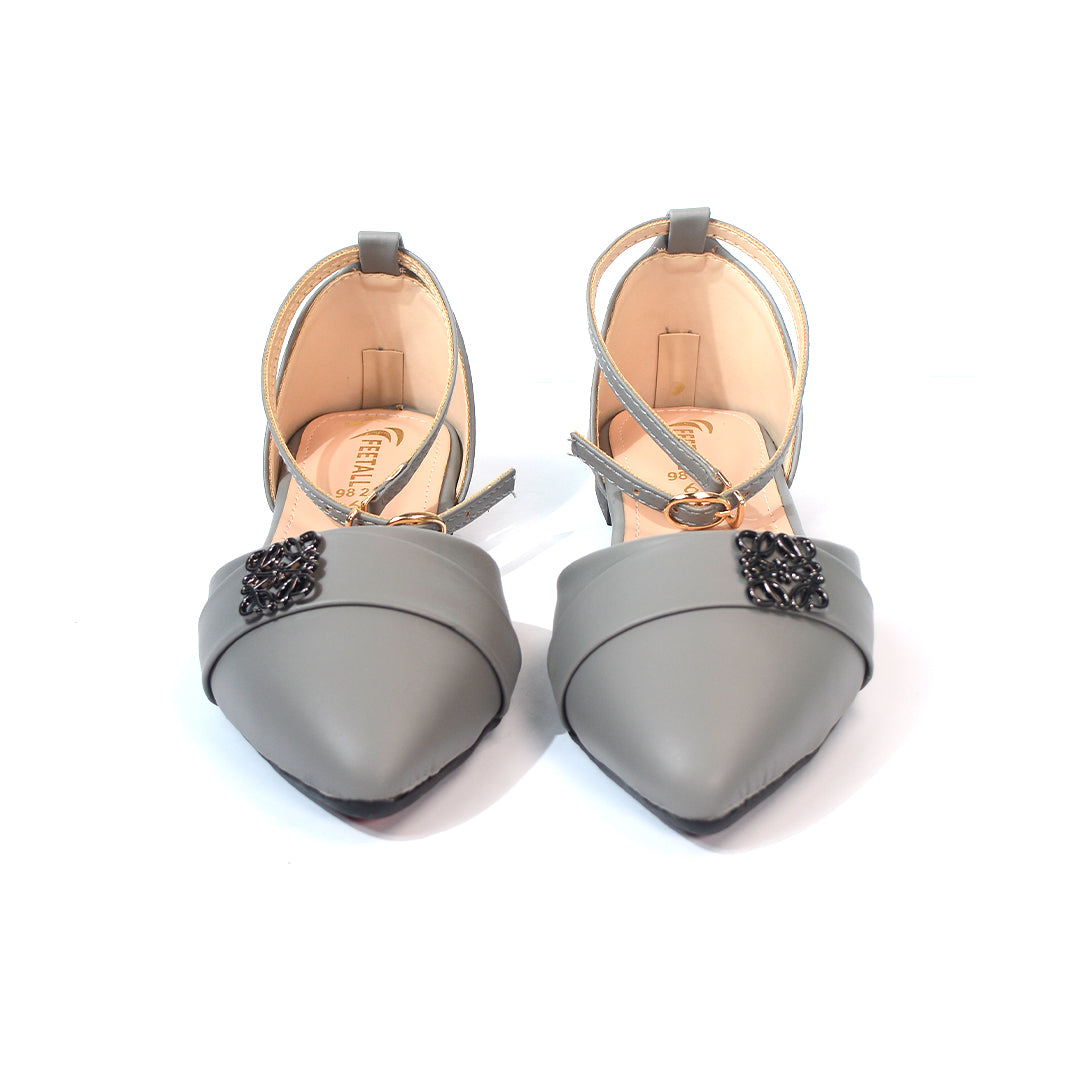 Pointed-Toe Flats with Decorative Buckle