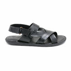 Cruz Black Leather Cross-Strap Slingback Sandal