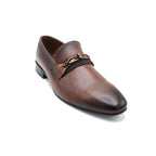 Men’s Brown Gold-Accent Formal Loafers