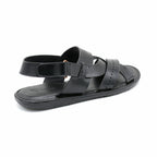 Cruz Black Leather Cross-Strap Slingback Sandal