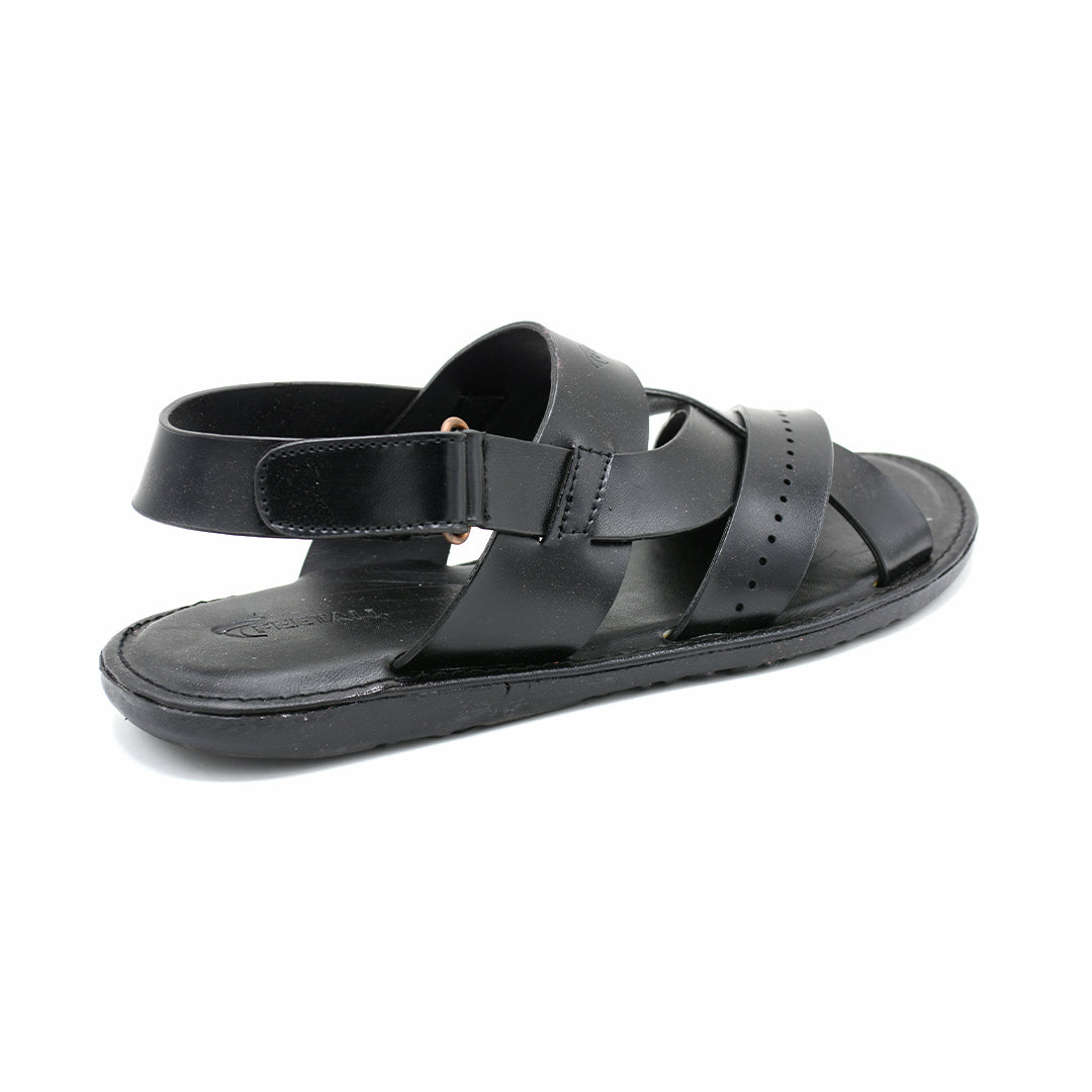 Cruz Black Leather Cross-Strap Slingback Sandal
