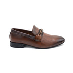 Men’s Brown Gold-Accent Formal Loafers