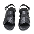 Cruz Black Leather Cross-Strap Slingback Sandal