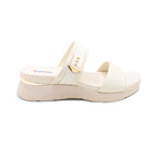 Chic Cream Platform Slide with Gold Buckle