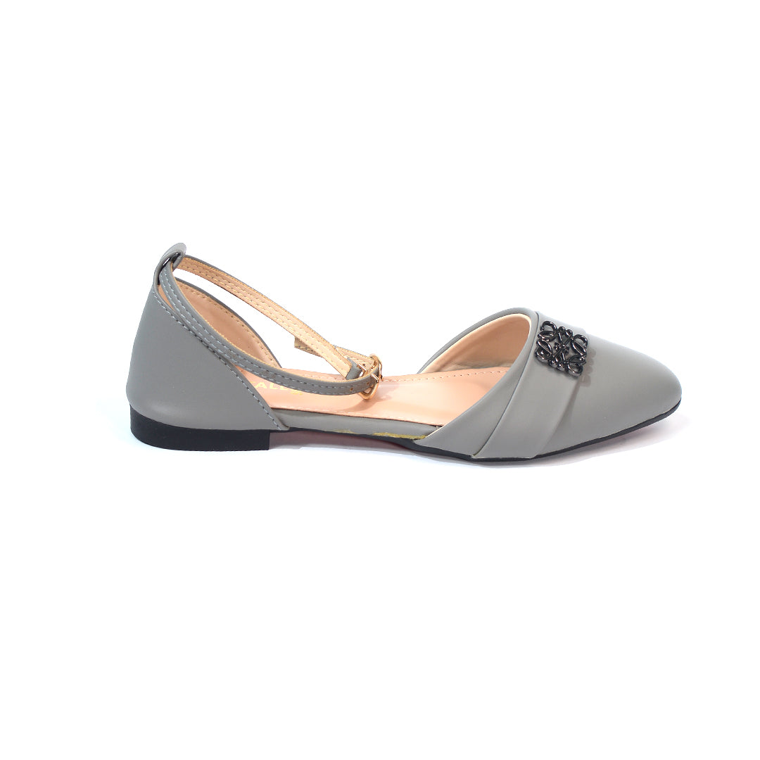 Pointed-Toe Flats with Decorative Buckle