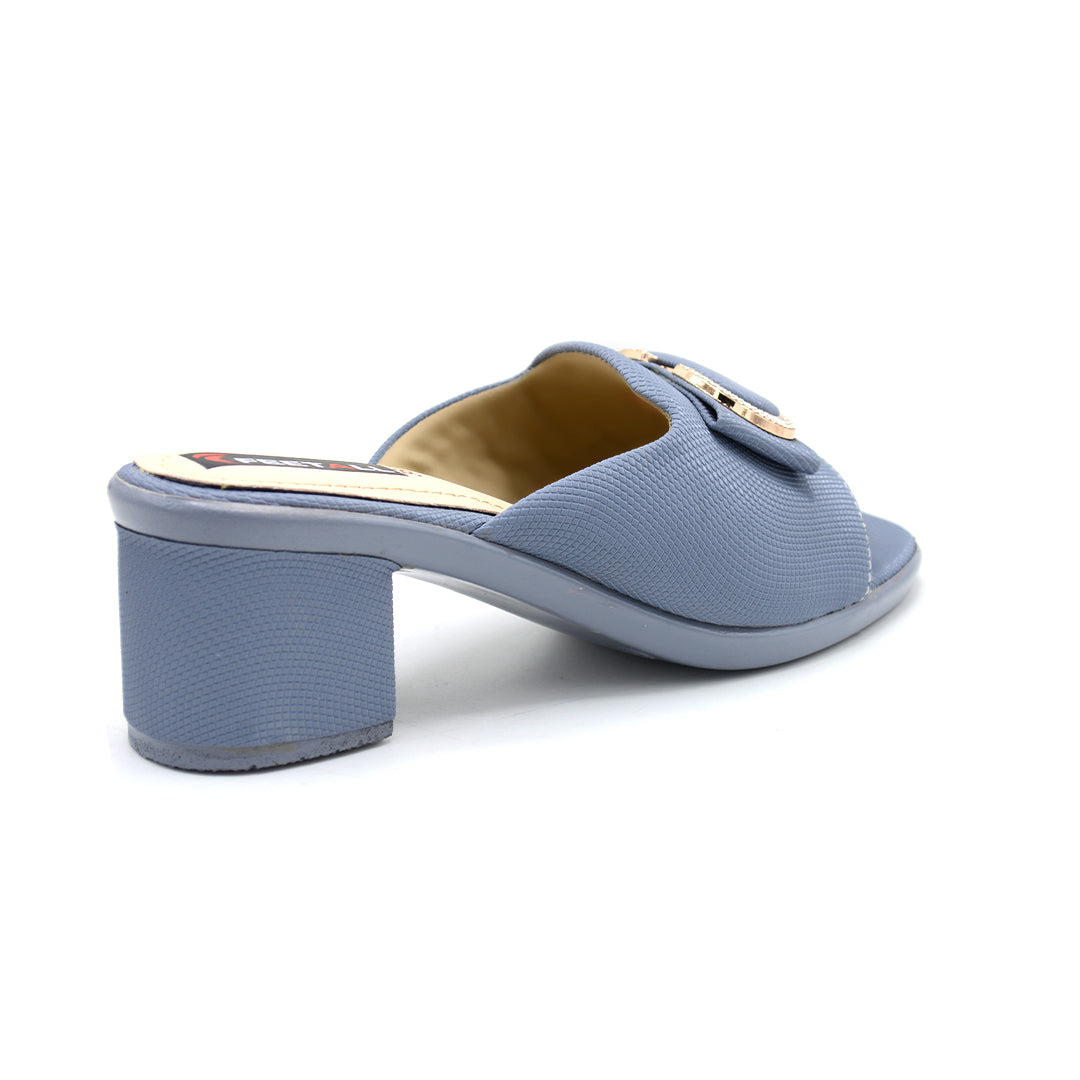 Buckle Detail Block Heel Slides