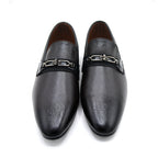 Men’s Black Gold-Accent Formal Loafers