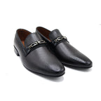 Men’s Black Gold-Accent Formal Loafers