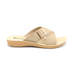 Crossover Buckle Slide Sandal In Nude