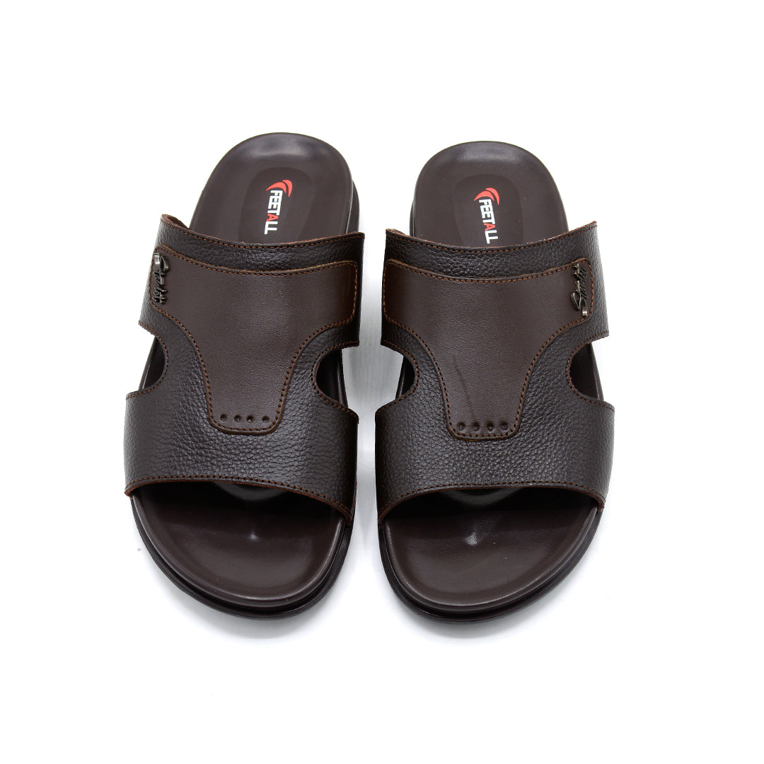 Brown Leather Comfort Slides