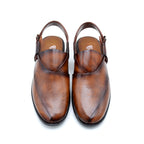 Textured Brown Peshawari Chappal