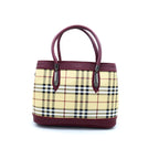 Classic Plaid Tote Bag – Beige & Burgundy