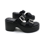 Double Buckle Platform Slide Sandals