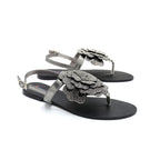 Floral Embellished Flat Sandals