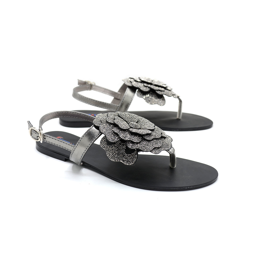 Floral Embellished Flat Sandals
