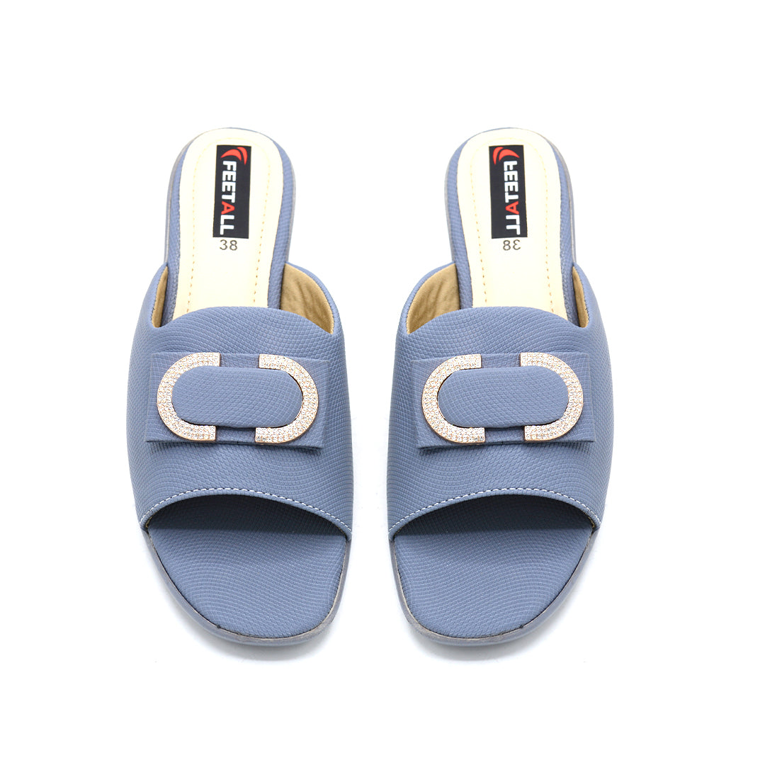 Buckle Detail Block Heel Slides