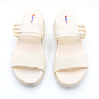 Chic Cream Platform Slide with Gold Buckle