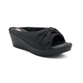 Textured Cross Strap Wedge Slides
