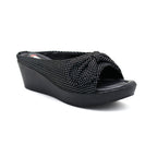 Textured Cross Strap Wedge Slides