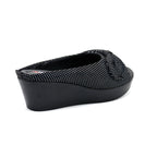 Textured Cross Strap Wedge Slides