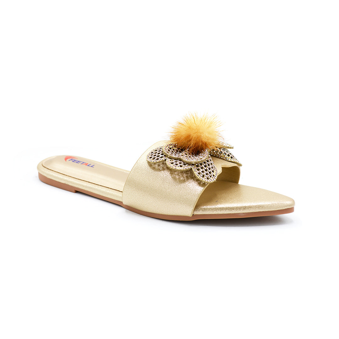 Celeste Crystal & Pom-Pom Pointed Slide
