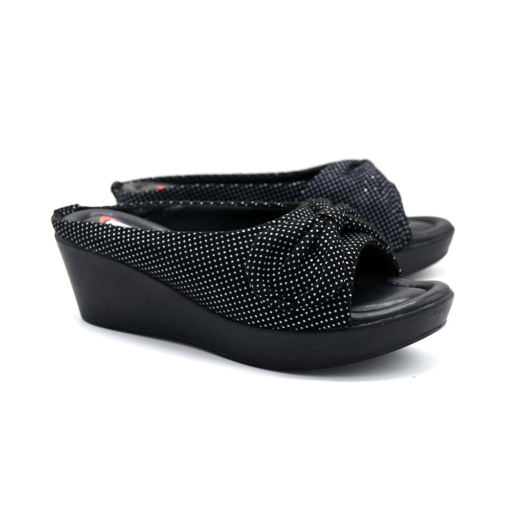 Textured Cross Strap Wedge Slides