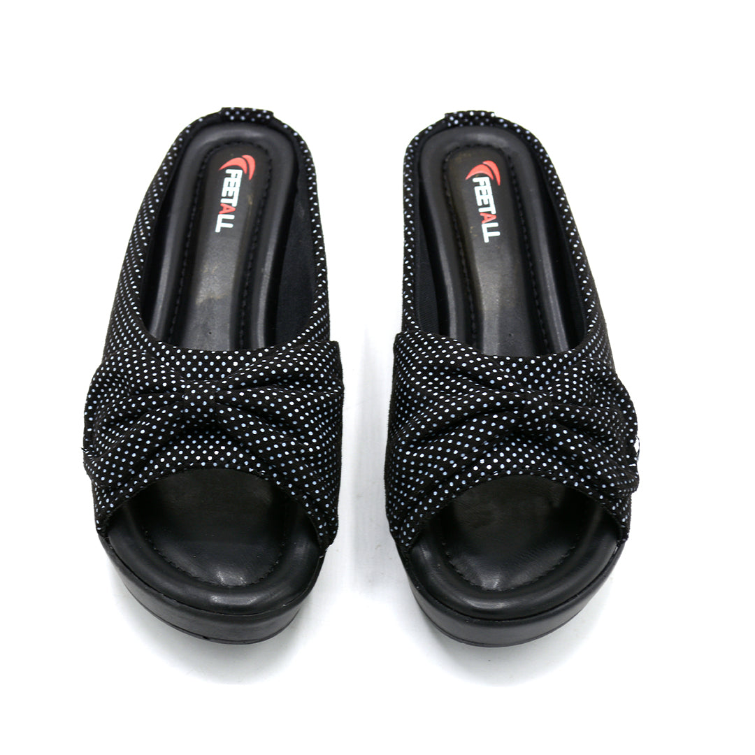Textured Cross Strap Wedge Slides