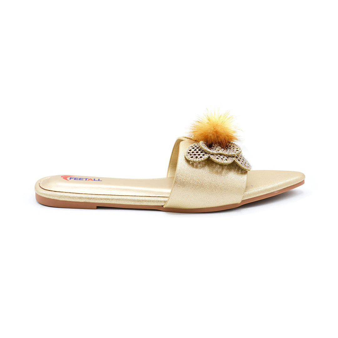 Celeste Crystal & Pom-Pom Pointed Slide