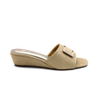 Textured Bow Detail Wedge Slides