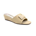 Textured Bow Detail Wedge Slides